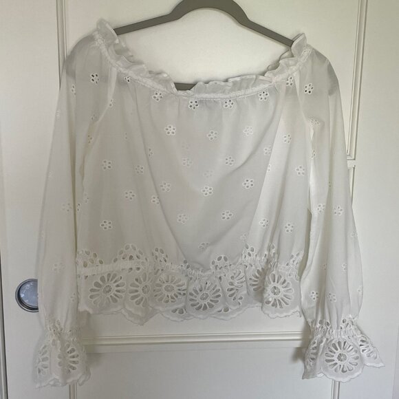 Rebecca Minkoff Anthea Eyelet Off-Shoulder Top – Size Small - Picture 4 of 9
